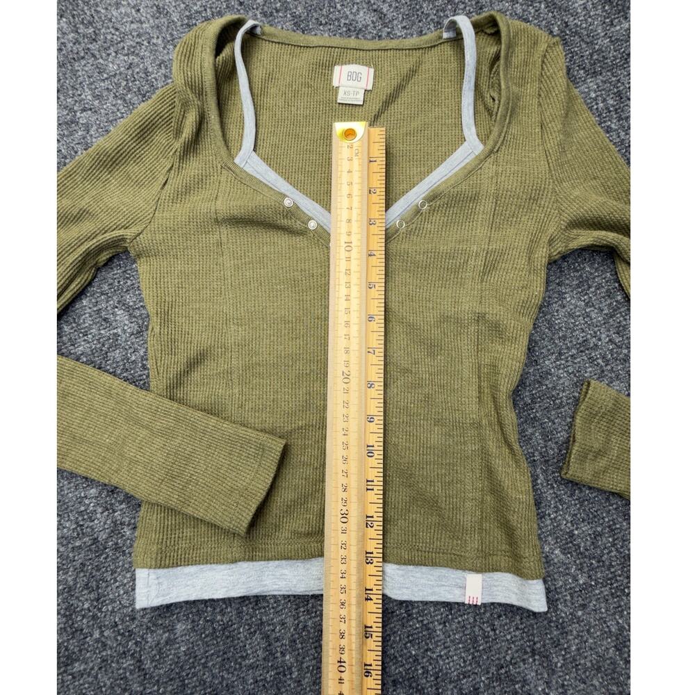 NEW- BDG Thermal Waffle Knit Snap Top Olive Green XS